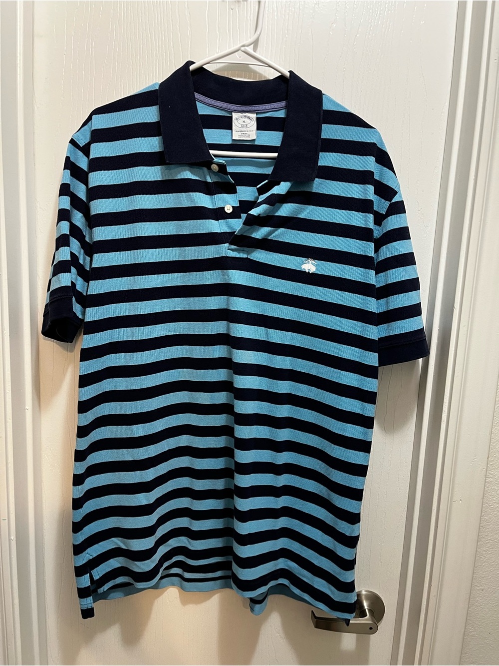 Vintage Brooks Brothers Blue and Black Striped Polo Shirt